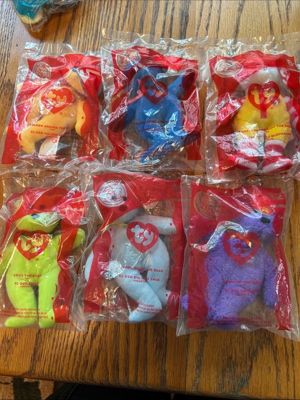 TY Beanie Babies McDonald's Plush Set (Assorted Colors) Six bears